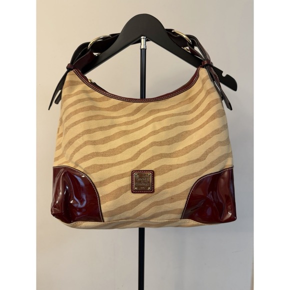 Dooney & Bourke Handbags - Dooney & Bourke Cream/Tan Zebra Stripe Leather Shoulder Bag & Matching Wallet
